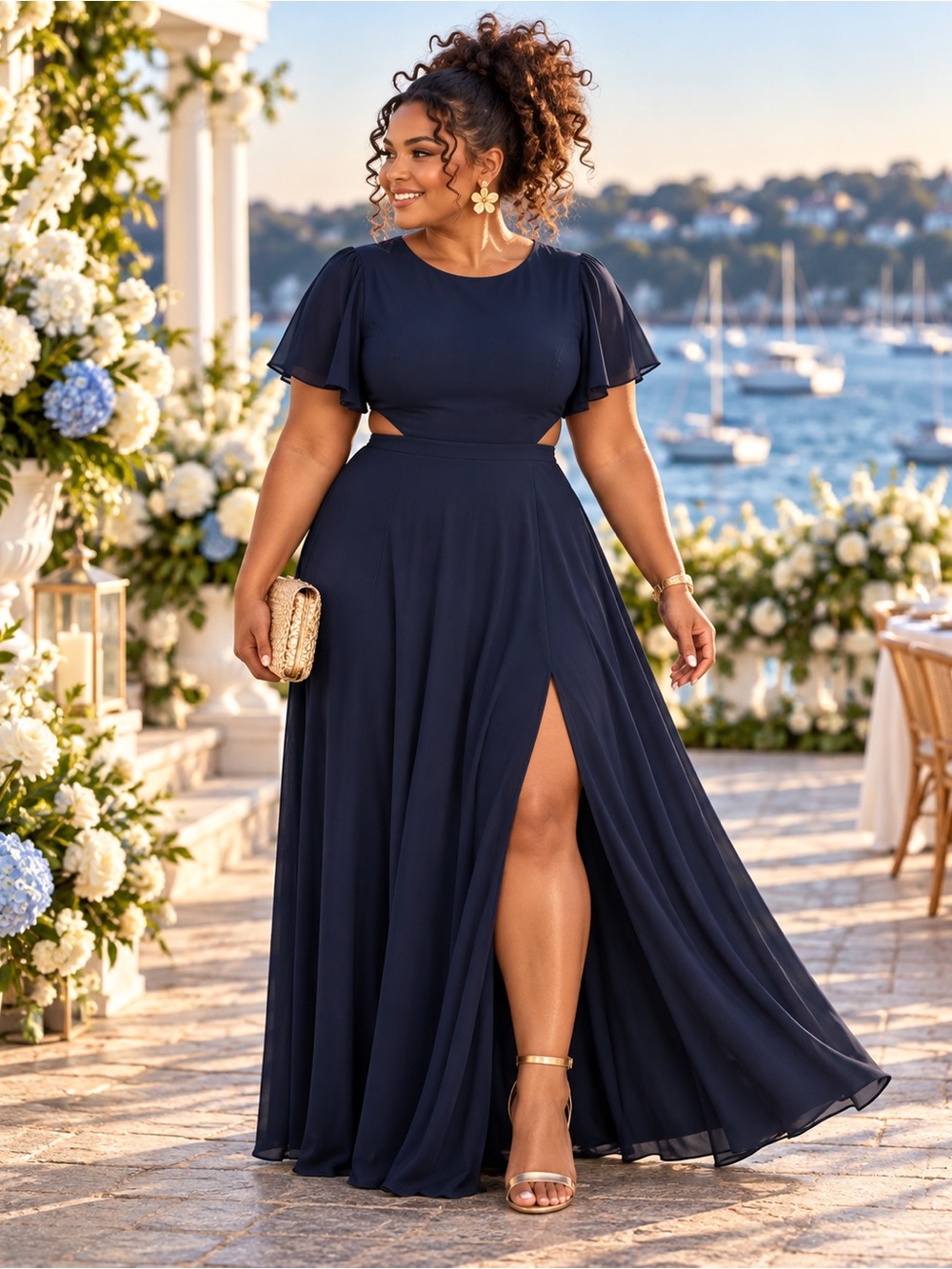 NWOT Lulu's Navy Blue Cutout Maxi Dress Size 2X=20/22